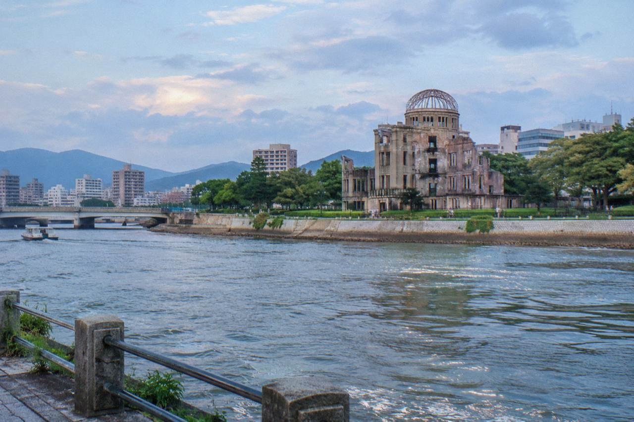 View across the Ota River toward the A-Bomb Dome in central Hiroshima