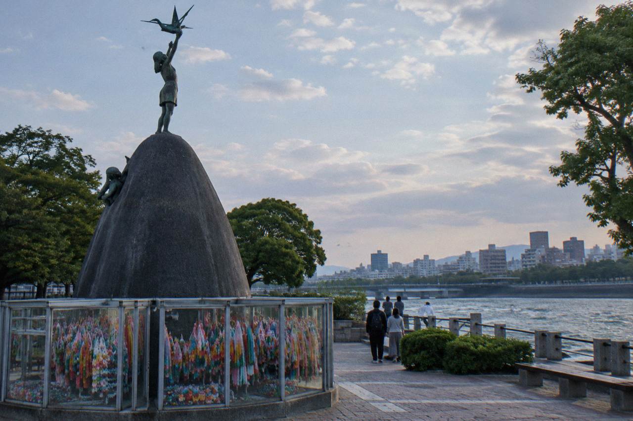 The Children's Peace Monument in Hiroshima Peace Memorial Park on a clear day
