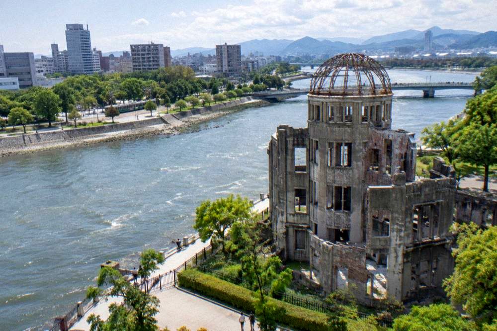 The Atomic Bomb Dome beside the Motoyasu River in Hiroshima Peace Memorial Park